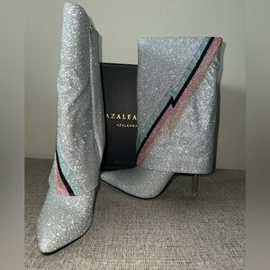 NEW Azalea Wang Ziggy Don’t Tempt Me Stiletto Boot Silver Size 7.5 MSRP $79.90